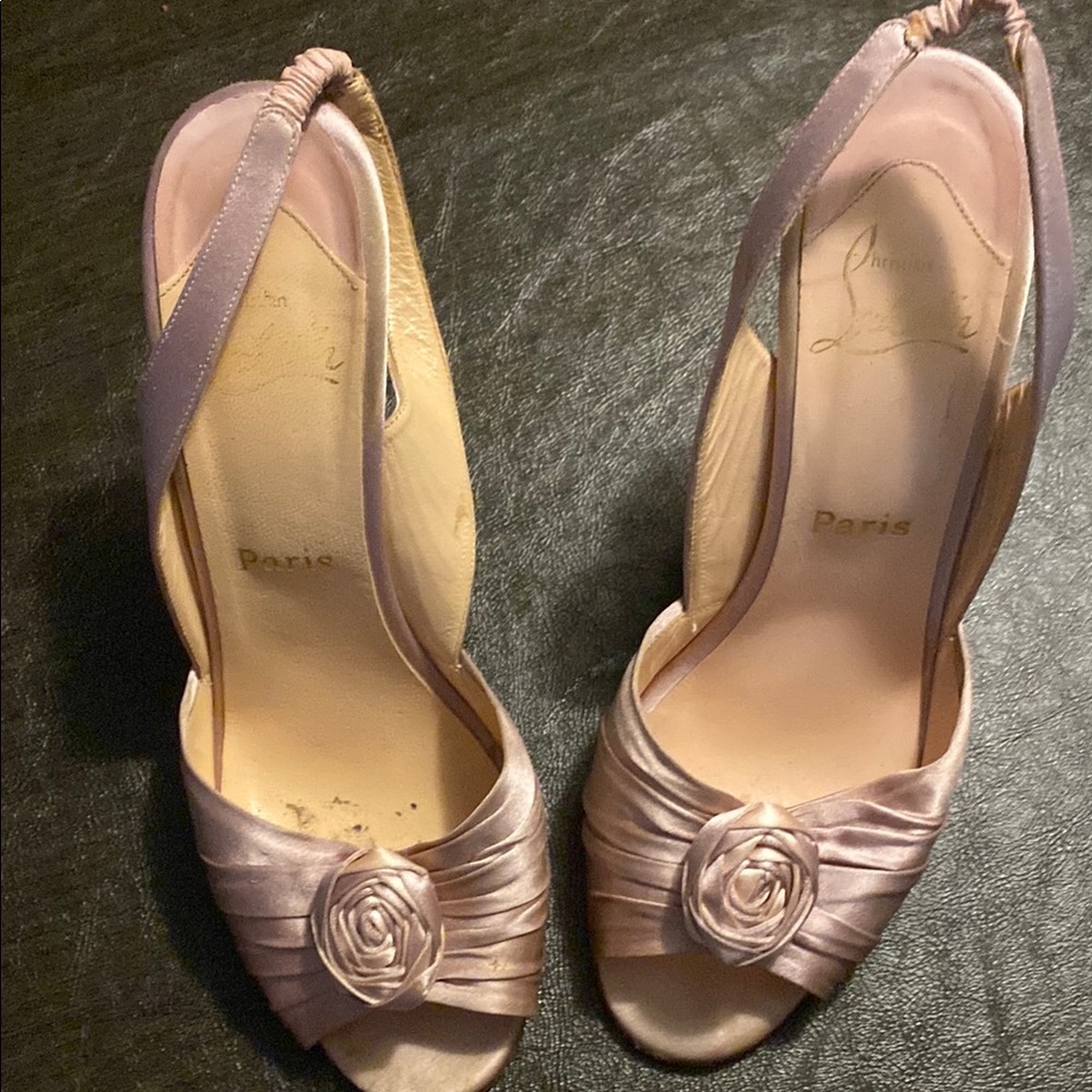 Christian Louboutin Pink Heels with Slingback and Peep-Toe